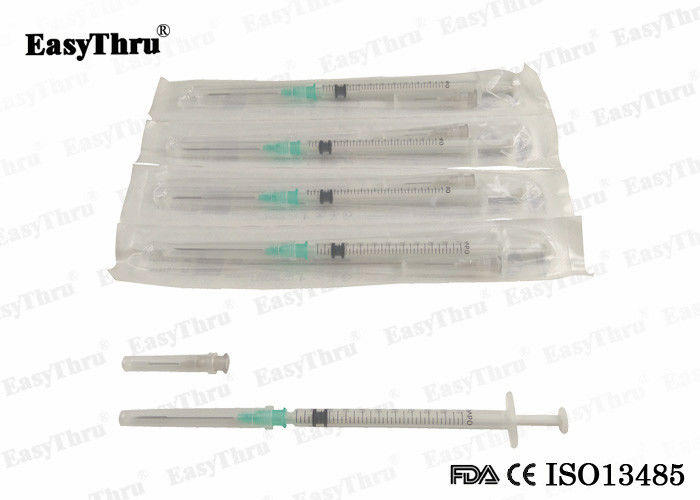 Hospital Auto Disable SyringeWith Needle , Medical Grade 1 Ml Disposable Syringe