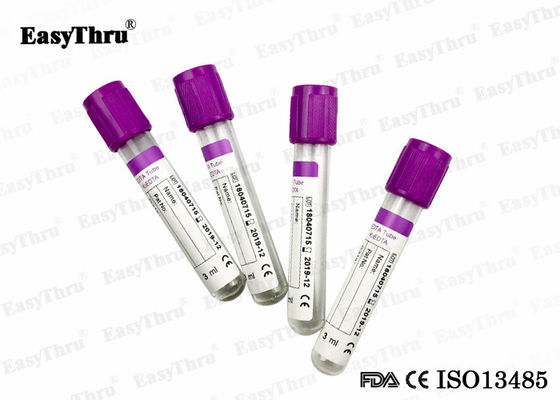 EDTA K2 /  K3 Blood Collection Tubes Purple Top 2.0ml To 10.0ml Non - Toxic PET Or Glass