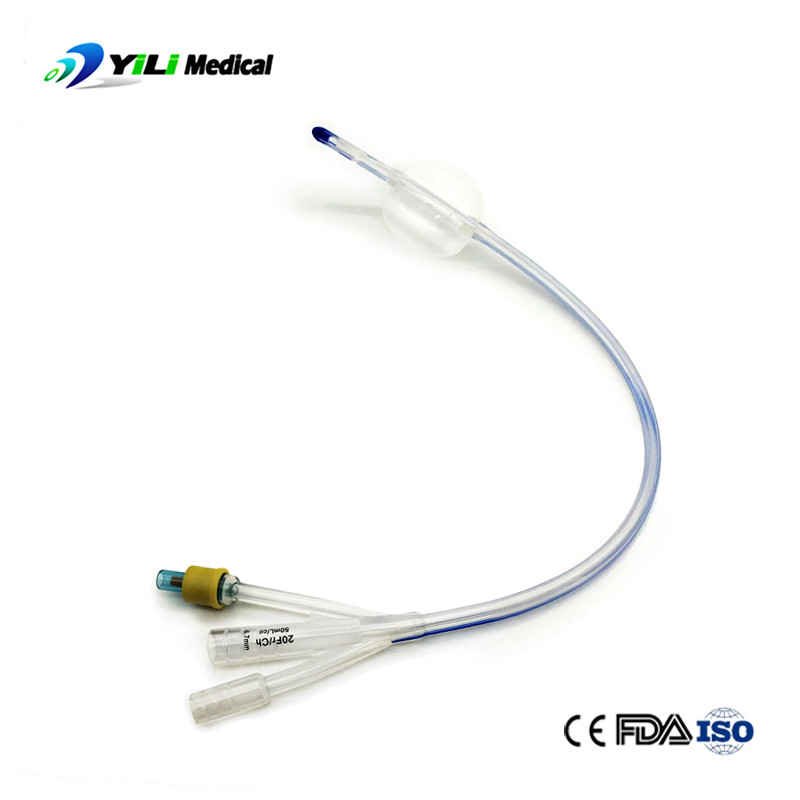 Medical Disposable Three way Silicone Urethral Catheter with Balloon